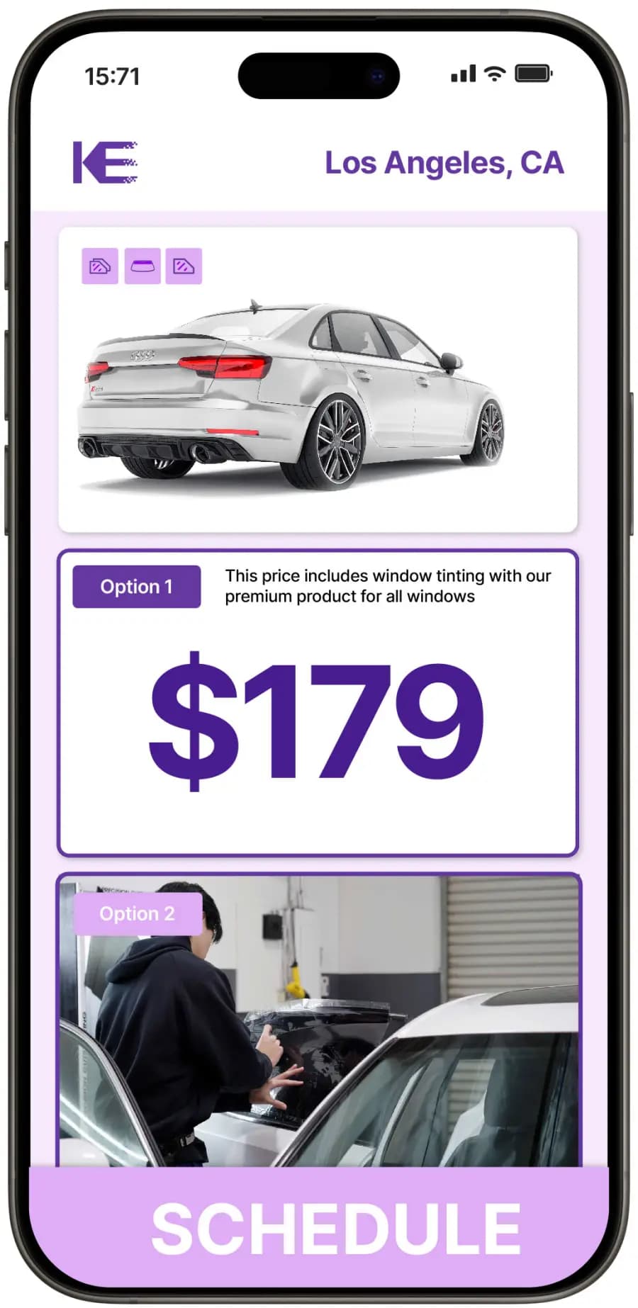 Kepler Tesla window tint pricing graphic