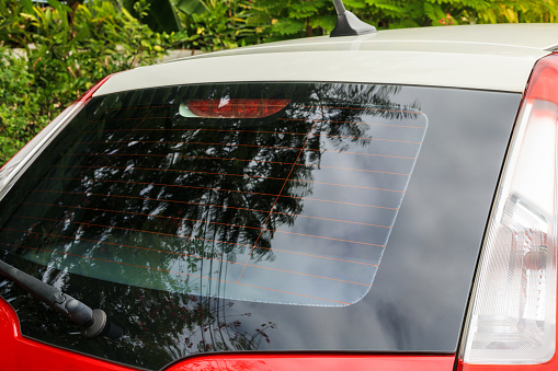 Back View Of Red Car Window Tinting