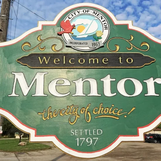 a sign showing mentor